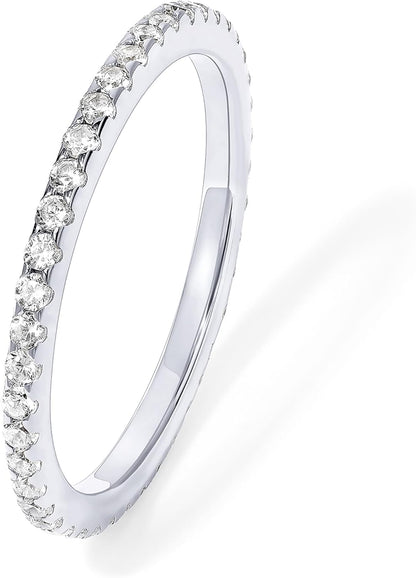 14K Gold Plated Sterling Silver CZ Simulated Diamond Stackable Ring Eternity Bands for Women