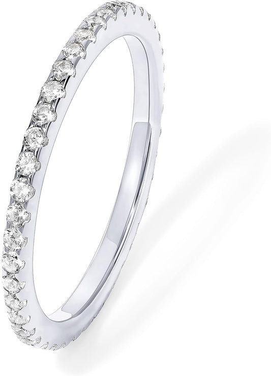 14K Gold Plated Sterling Silver CZ Simulated Diamond Stackable Ring Eternity Bands for Women